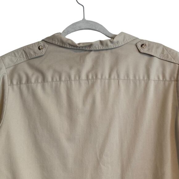 Vintage 90s LL Bean Safari Shirt Dress Large โ Khaki Button Up Utility Style - Picture 6 of 16